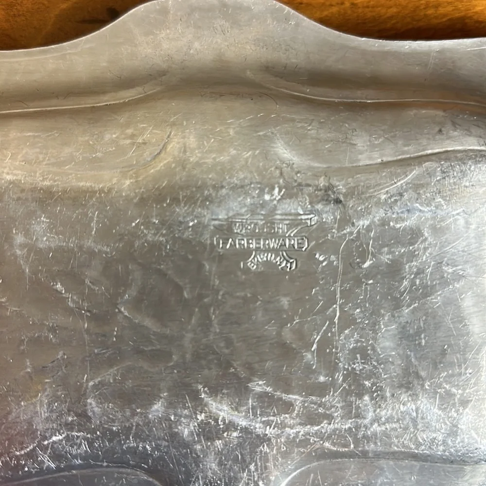 Vintage farberware wrought aluminum embossed floral leaves pre owned.